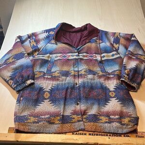Southwest  Western Aztec ‎ Women's Colorful Reversible Jacket Windbreaker